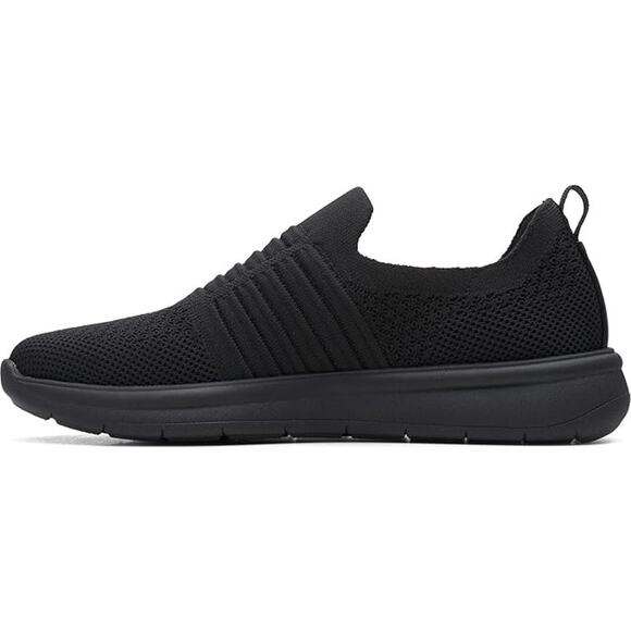 NWT Clarks Women's Ezera Walk Sneaker, Black Textile Knit, 6 - Picture 2 of 6